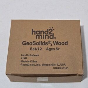 hand2mind GeoSolids Wood Set 12 3D Geometric Shapes Math Manipulatives 41XB
